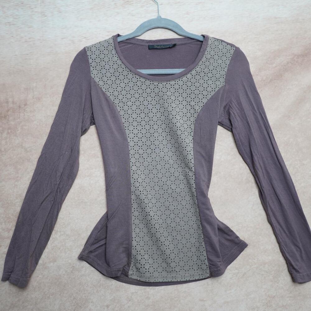 Solitaire Perforated Mauve Long Sleeve Top M